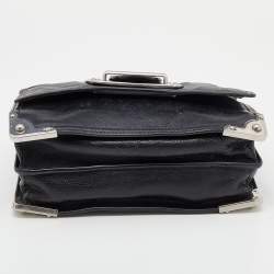 Pre Owned Prada Black Leather Cahier Flap Shoulder Bag