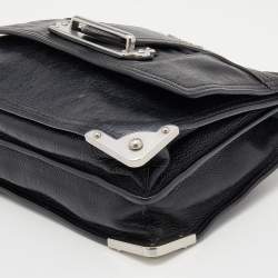 Pre Owned Prada Black Leather Cahier Flap Shoulder Bag