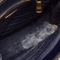Pre Owned Prada Navy Blue Saffiano Lux Leather Small Double Zip Tote