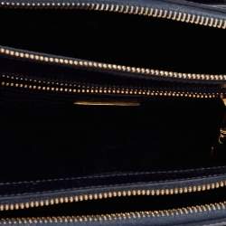 Pre Owned Prada Navy Blue Saffiano Lux Leather Small Double Zip Tote