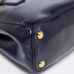 Pre Owned Prada Navy Blue Saffiano Lux Leather Small Double Zip Tote