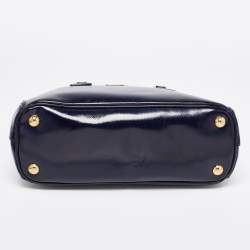 Pre Owned Prada Navy Blue Saffiano Lux Leather Small Double Zip Tote