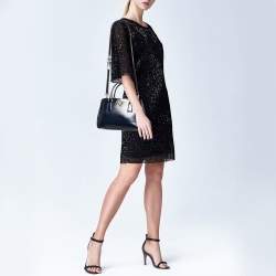 Pre Owned Prada Navy Blue Saffiano Lux Leather Small Double Zip Tote