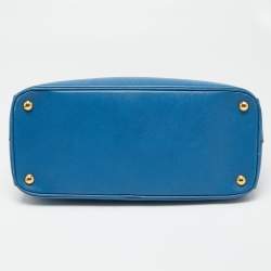 Pre Owned Prada Blue Saffiano Lux Leather Medium Galleria Zip Tote