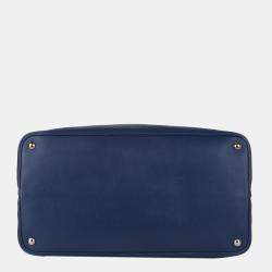 Pre Owned Prada Blue Saffiano Cuir Double Tote Bag