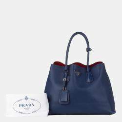 Pre Owned Prada Blue Saffiano Cuir Double Tote Bag