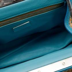 Pre Owned Prada Beige/Blue Straw and Leather Shoulder Bag