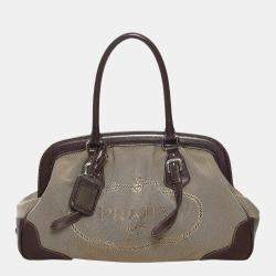 Prada Brown Jacquard Logo Doctor Handbag