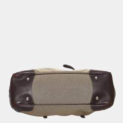 Prada Brown/Beige  Canapa Logo Frame Handbag