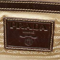 Prada Brown/Beige  Canapa Logo Frame Handbag