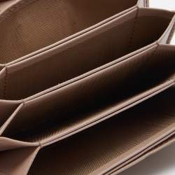 Pre Owned Prada Beige Saffiano Leather 5 Gusset Card Holder