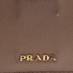 Pre Owned Prada Beige Saffiano Leather 5 Gusset Card Holder