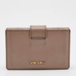 Pre Owned Prada Beige Saffiano Leather 5 Gusset Card Holder