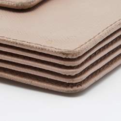 Pre Owned Prada Beige Saffiano Leather 5 Gusset Card Holder