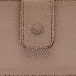 Pre Owned Prada Beige Saffiano Leather 5 Gusset Card Holder