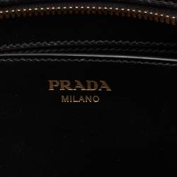 Pre Owned Prada Black Saffiano Leather Esplanade Crossbody Bag