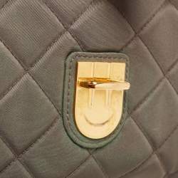 Pre Owned Prada Olive Green Quilted Nylon Pushlock Crossbody Bag