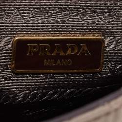 Pre Owned Prada Olive Green Quilted Nylon Pushlock Crossbody Bag