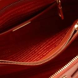 Pre Owned Prada Orange Saffiano Lux Leather Medium Promenade Satchel