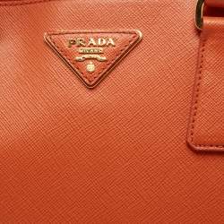 Pre Owned Prada Orange Saffiano Lux Leather Medium Promenade Satchel