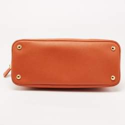 Pre Owned Prada Orange Saffiano Lux Leather Medium Promenade Satchel