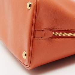 Pre Owned Prada Orange Saffiano Lux Leather Medium Promenade Satchel