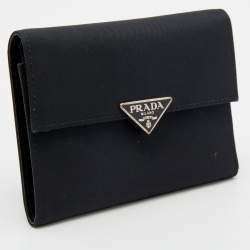 Pre Owned Prada Black Tessuto Nylon Trifold Wallet