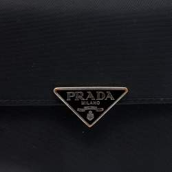 Pre Owned Prada Black Tessuto Nylon Trifold Wallet