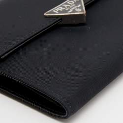 Pre Owned Prada Black Tessuto Nylon Trifold Wallet