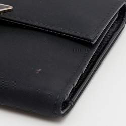 Pre Owned Prada Black Tessuto Nylon Trifold Wallet