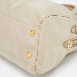 Pre Owned Prada Pastel Green Vitello Shine Leather Satchel