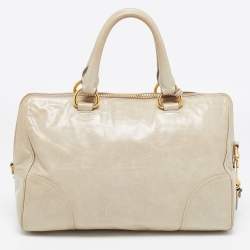 Pre Owned Prada Pastel Green Vitello Shine Leather Satchel