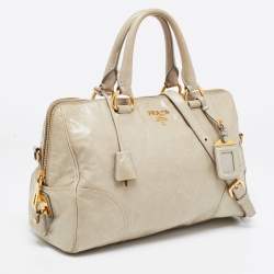 Pre Owned Prada Pastel Green Vitello Shine Leather Satchel
