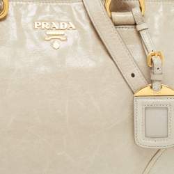 Pre Owned Prada Pastel Green Vitello Shine Leather Satchel