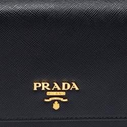 Pre Owned Prada Black Saffiano Leather Continental Flap Wallet