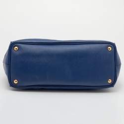 Pre Owned Prada Blue Saffiano Lux Leather Large Double Zip Tote