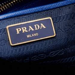 Pre Owned Prada Blue Saffiano Lux Leather Large Double Zip Tote