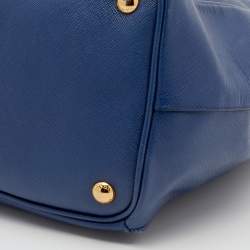 Pre Owned Prada Blue Saffiano Lux Leather Large Double Zip Tote