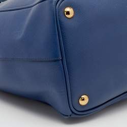 Pre Owned Prada Blue Saffiano Lux Leather Large Double Zip Tote