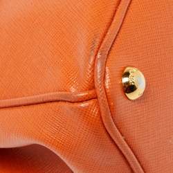 Prada Orange Saffiano Lux Leather Mini Double Zip Crossbody Bag