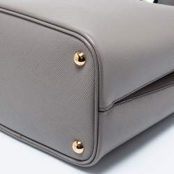 Pre Owned Prada Grey Saffiano Lux Leather Medium Panier Top Handle Bag