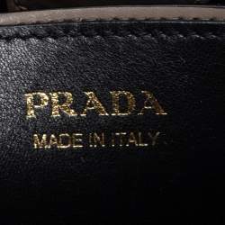 Pre Owned Prada Grey Saffiano Lux Leather Medium Panier Top Handle Bag