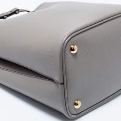 Pre Owned Prada Grey Saffiano Lux Leather Medium Panier Top Handle Bag