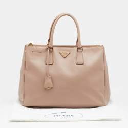 Pre Owned Prada Beige Saffiano Lux Leather Large Double Zip Tote