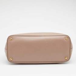 Pre Owned Prada Beige Saffiano Lux Leather Large Double Zip Tote