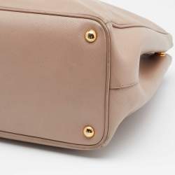 Pre Owned Prada Beige Saffiano Lux Leather Large Double Zip Tote