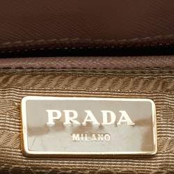Pre Owned Prada Beige Saffiano Lux Leather Large Double Zip Tote