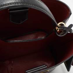Pre Owned Prada Black Saffiano Lux Leather Medium Panier Top Handle Bag
