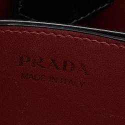 Pre Owned Prada Black Saffiano Lux Leather Medium Panier Top Handle Bag