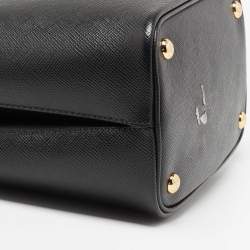 Pre Owned Prada Black Saffiano Lux Leather Medium Panier Top Handle Bag